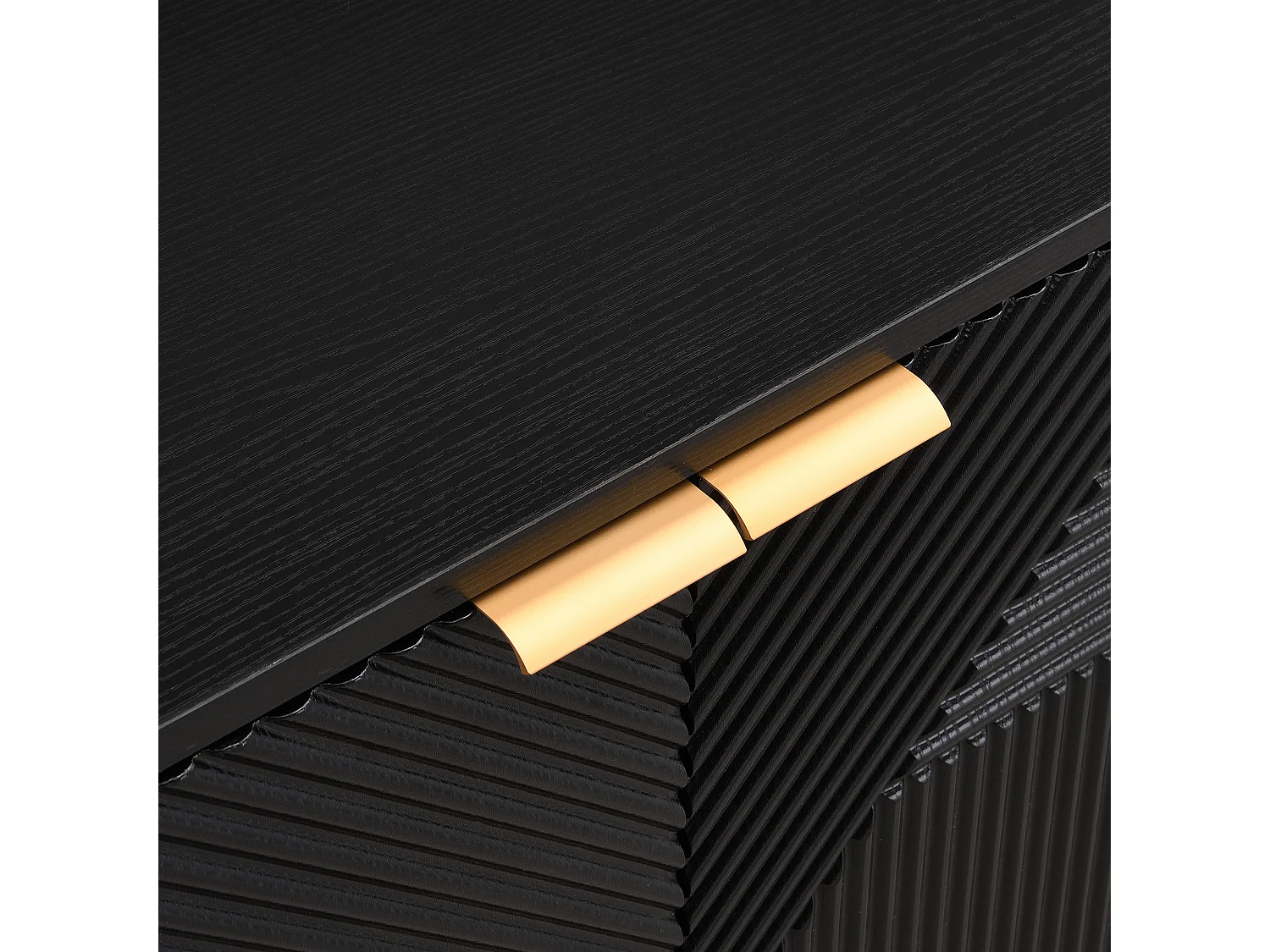 Buffet noir à 4 portes, étagères réglables, dimensions 120x35x71,5 cm