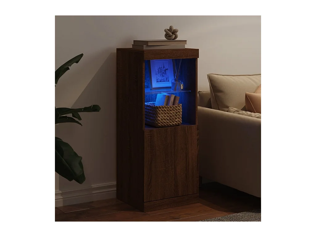 Buffet avec lumières LED chêne marron 41x37x100 cm