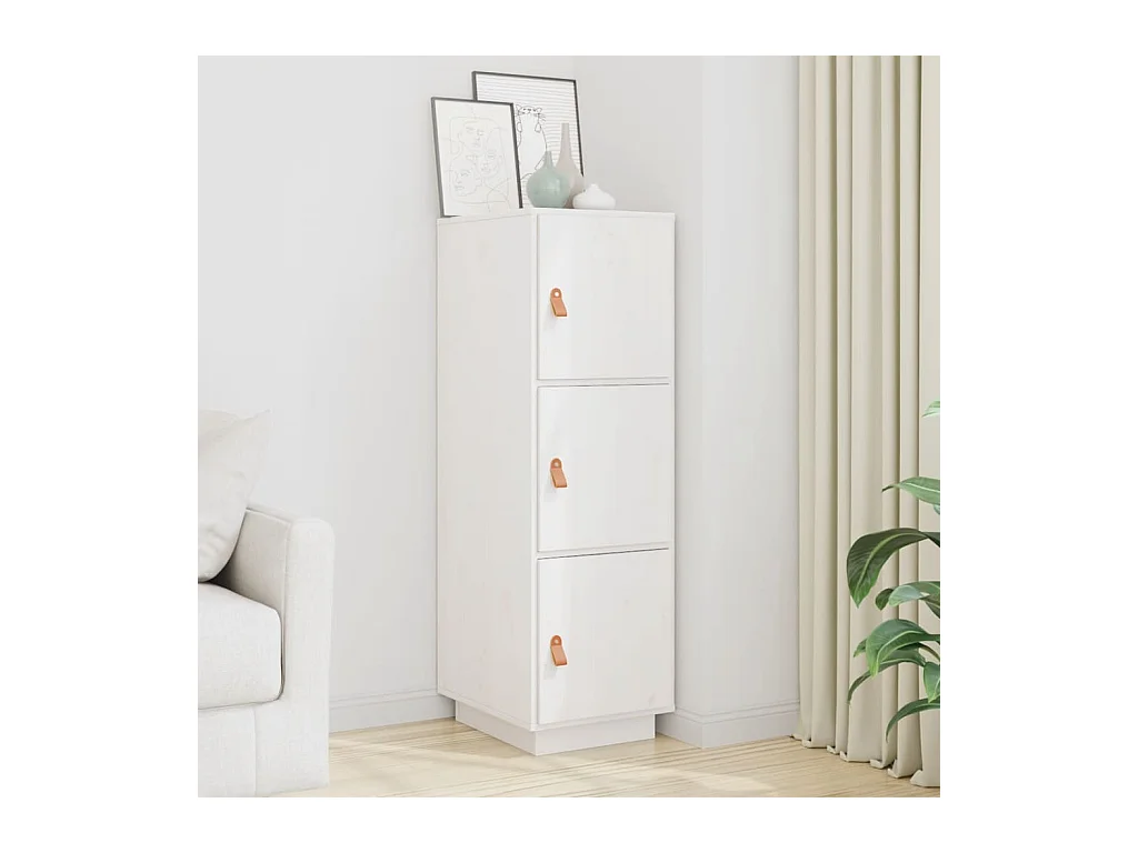 Aparador alto Blanco 34x40x108,5 cm Madera maciza de pino
