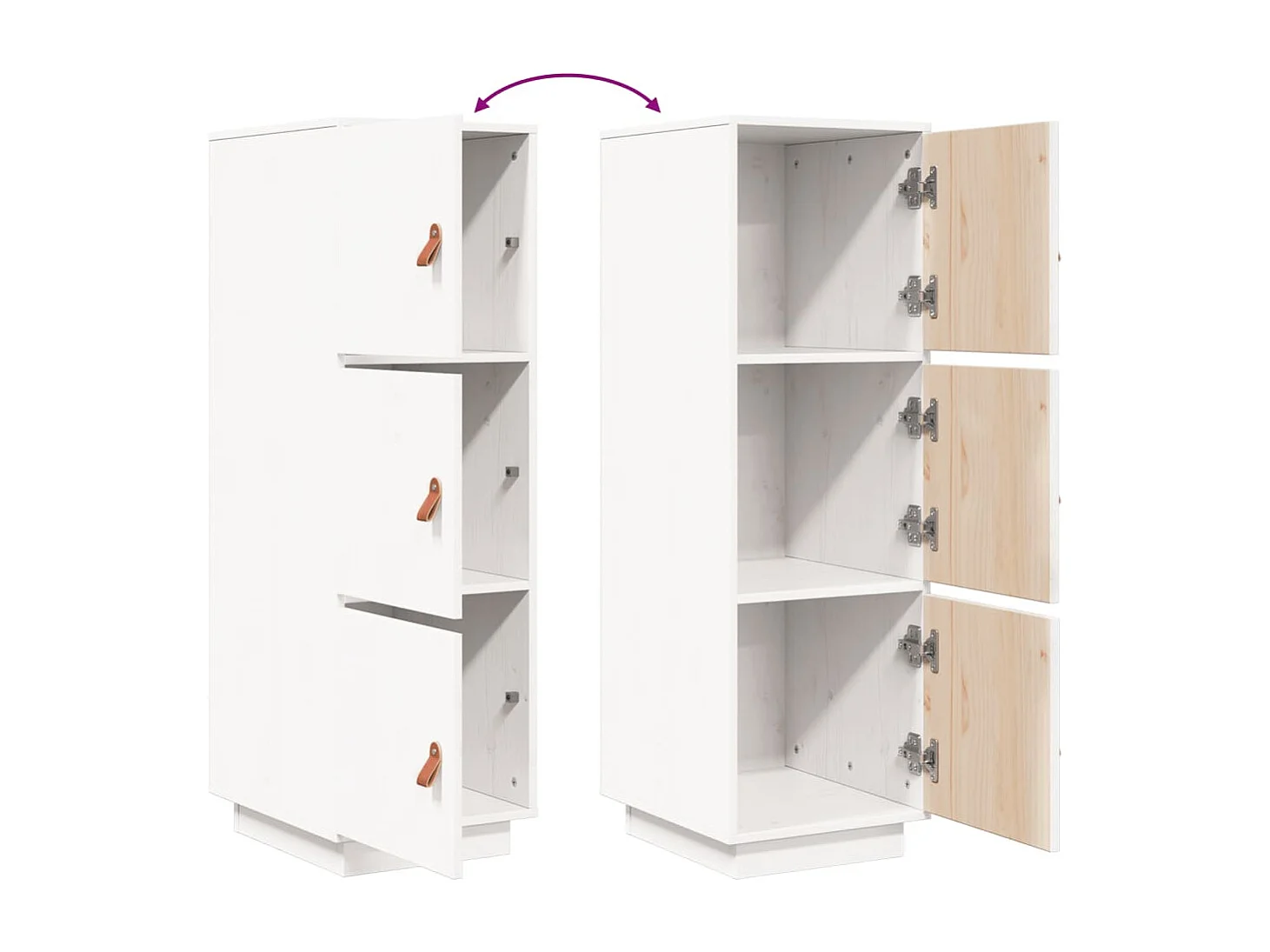 Credenza alta Bianca 34x40x108,5 cm Legno massello di pino