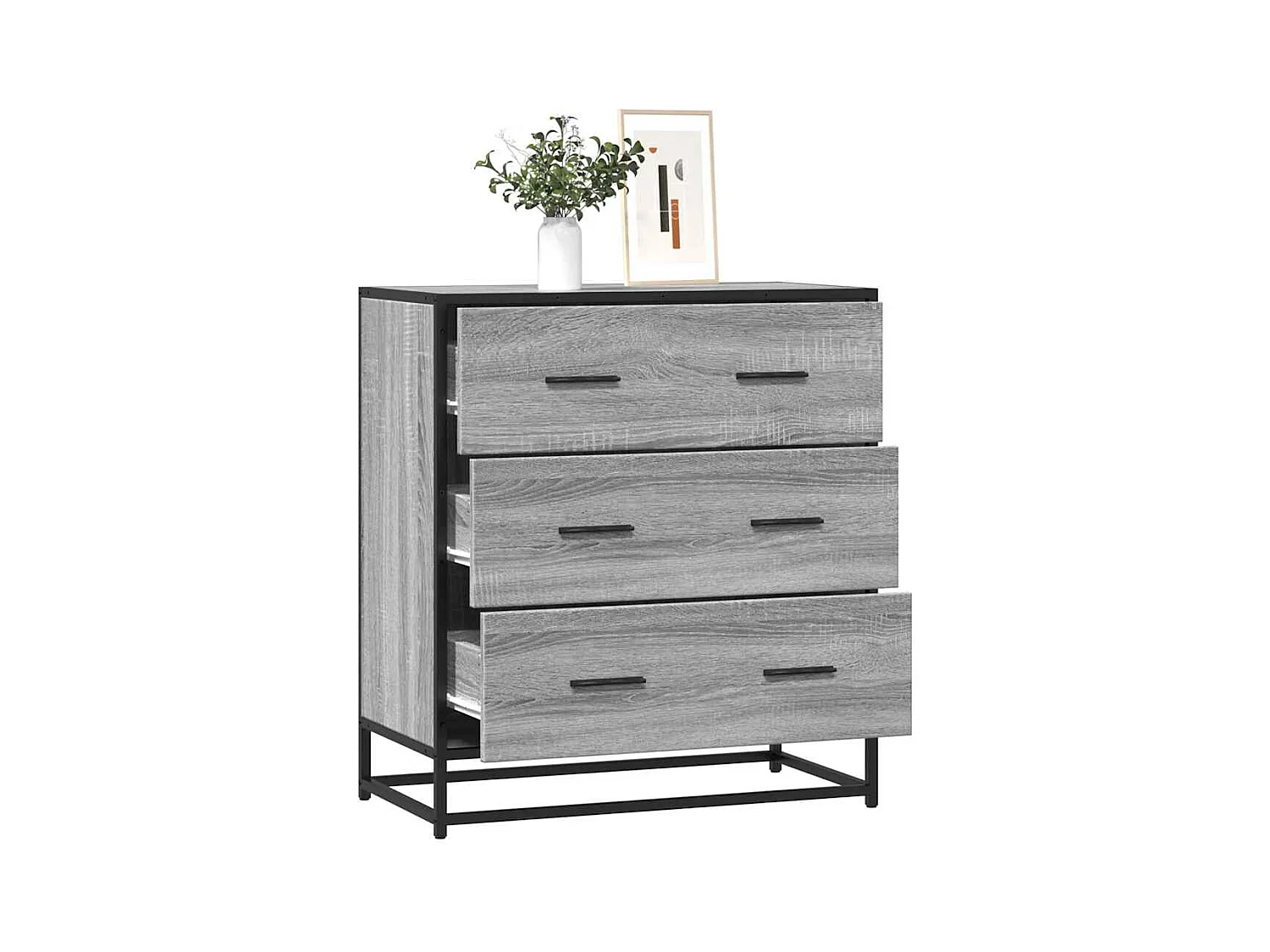 Buffet sonoma gris 68x35x76 cm bois d'ingénierie et métal