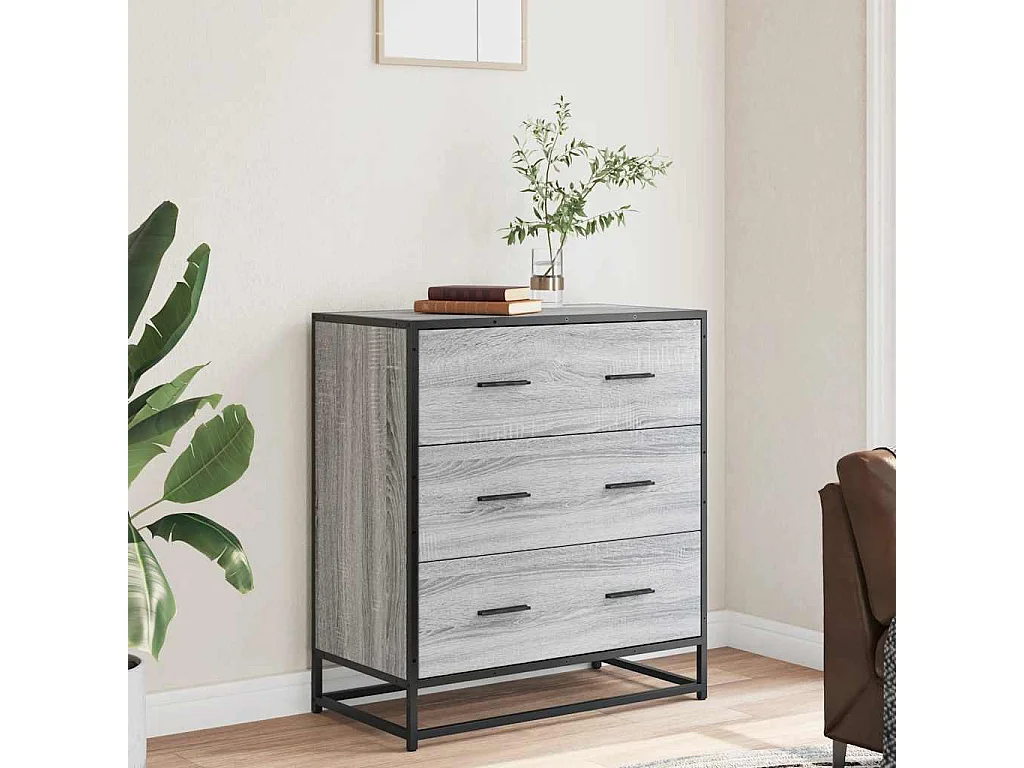 Buffet sonoma gris 68x35x76 cm bois d'ingénierie et métal