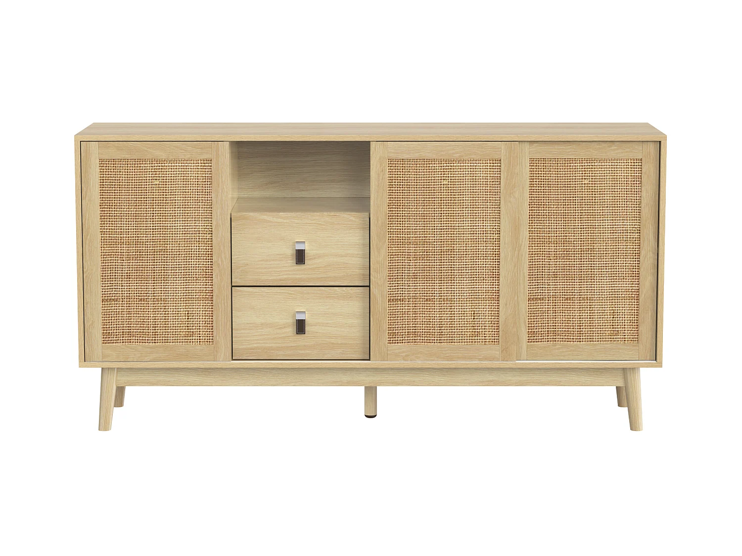 Buffet en bois avec 3 portes et 2 tiroirs pour un rangement multifonctionnel 155x38x80 cm
