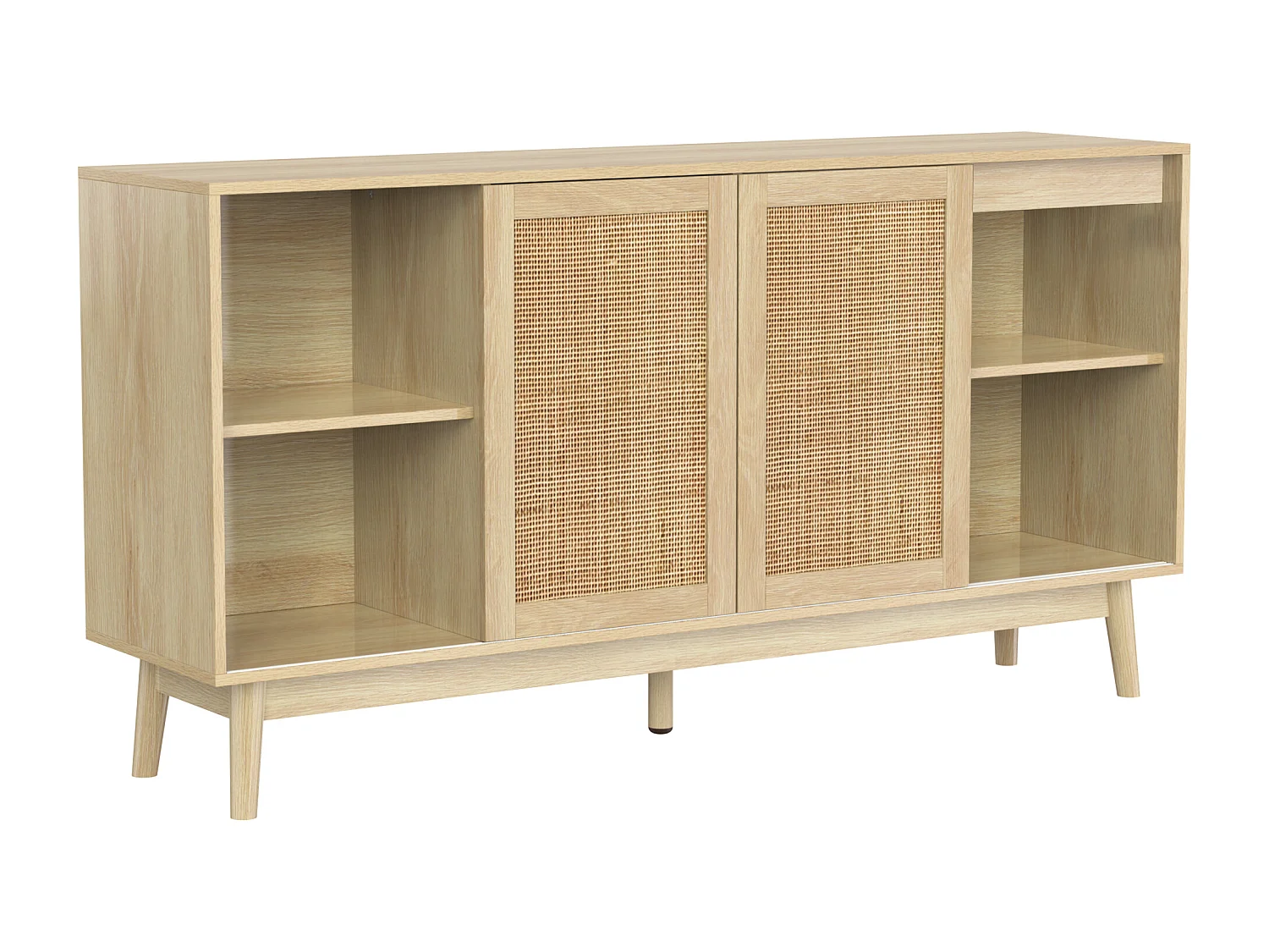 Buffet en bois avec 3 portes et 2 tiroirs pour un rangement multifonctionnel 155x38x80 cm
