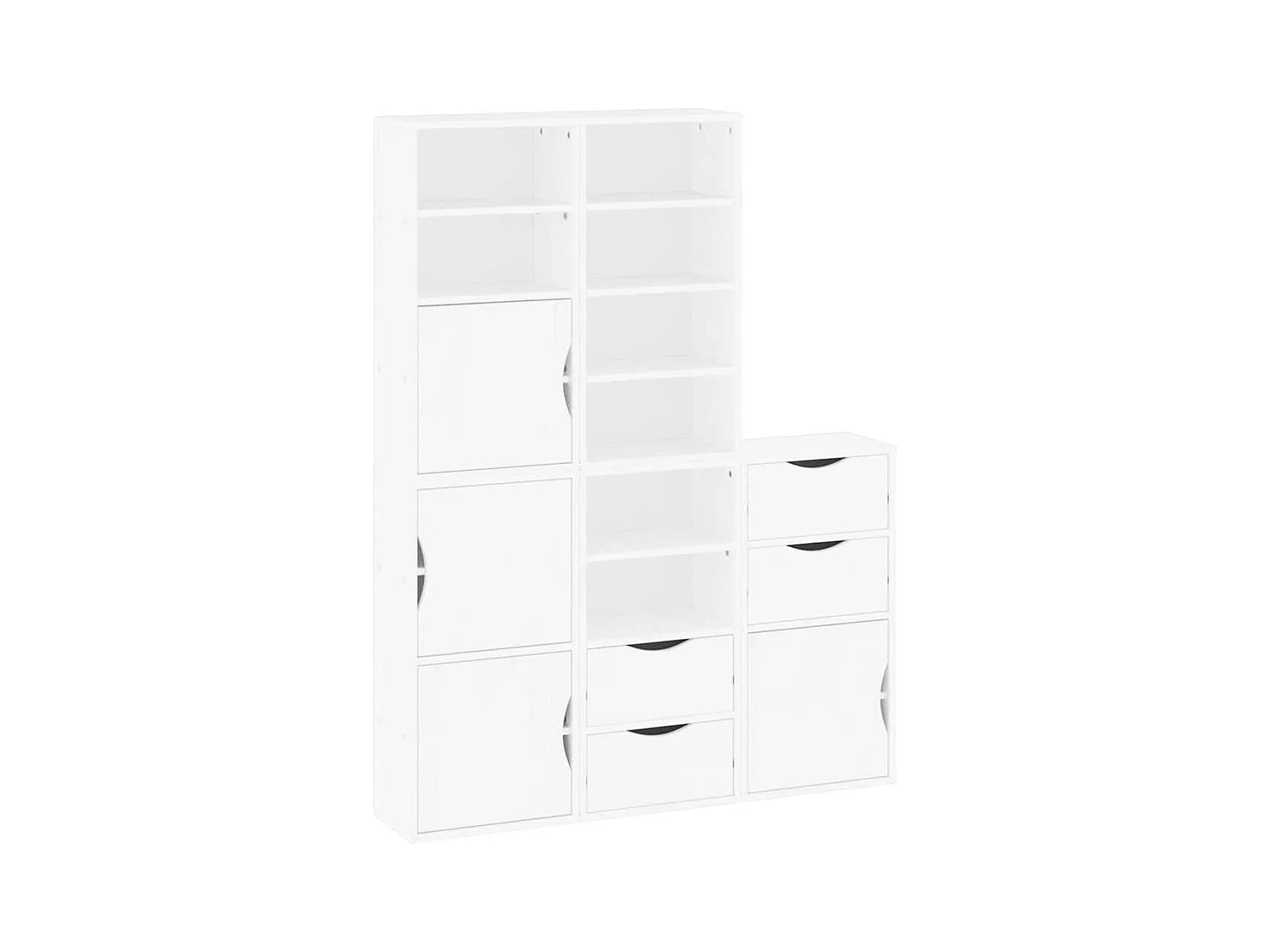 Armoires latérales 5 pcs ODDA blanc 40x24x79 cm bois massif pin