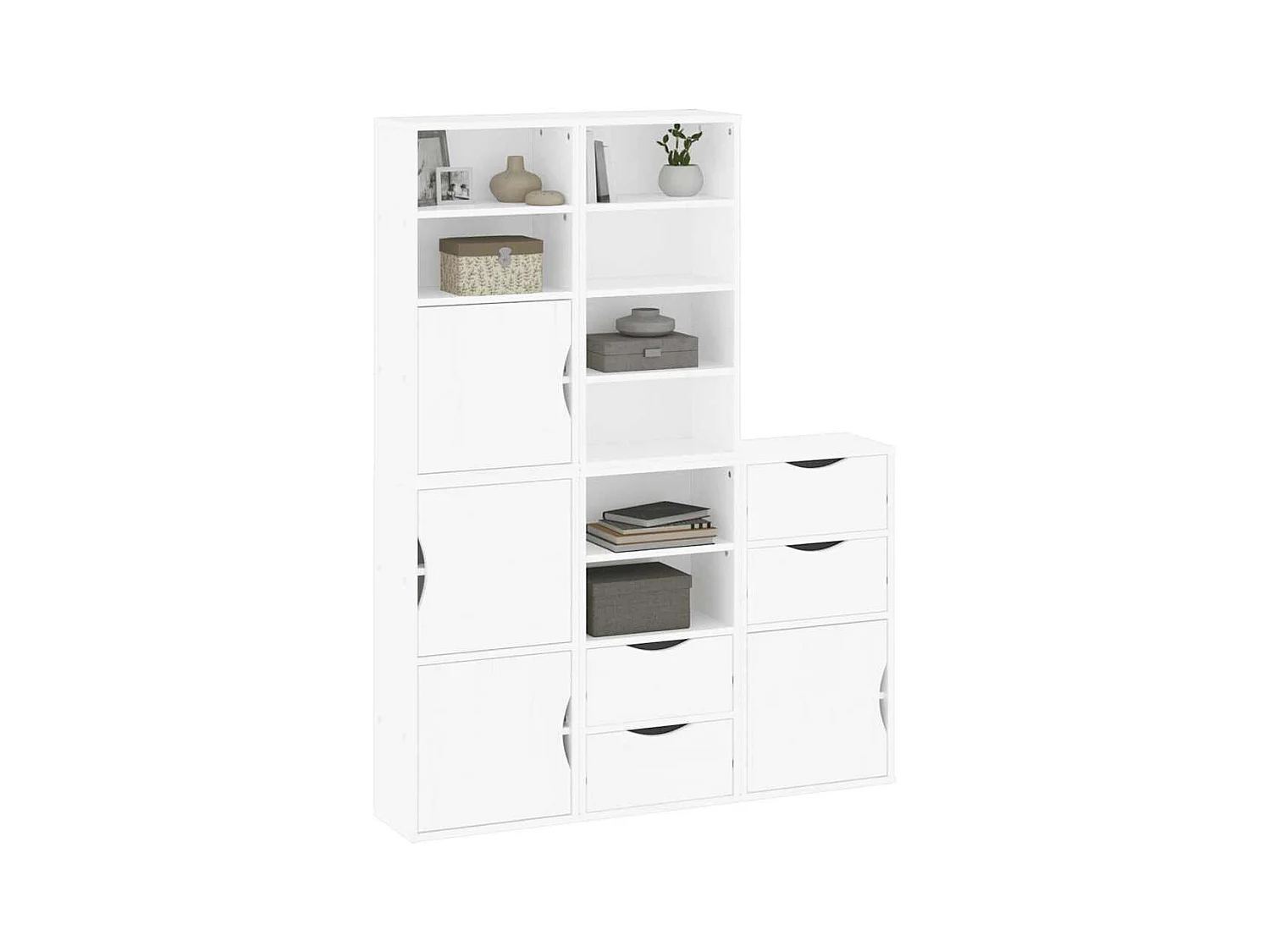 Armoires latérales 5 pcs ODDA blanc 40x24x79 cm bois massif pin