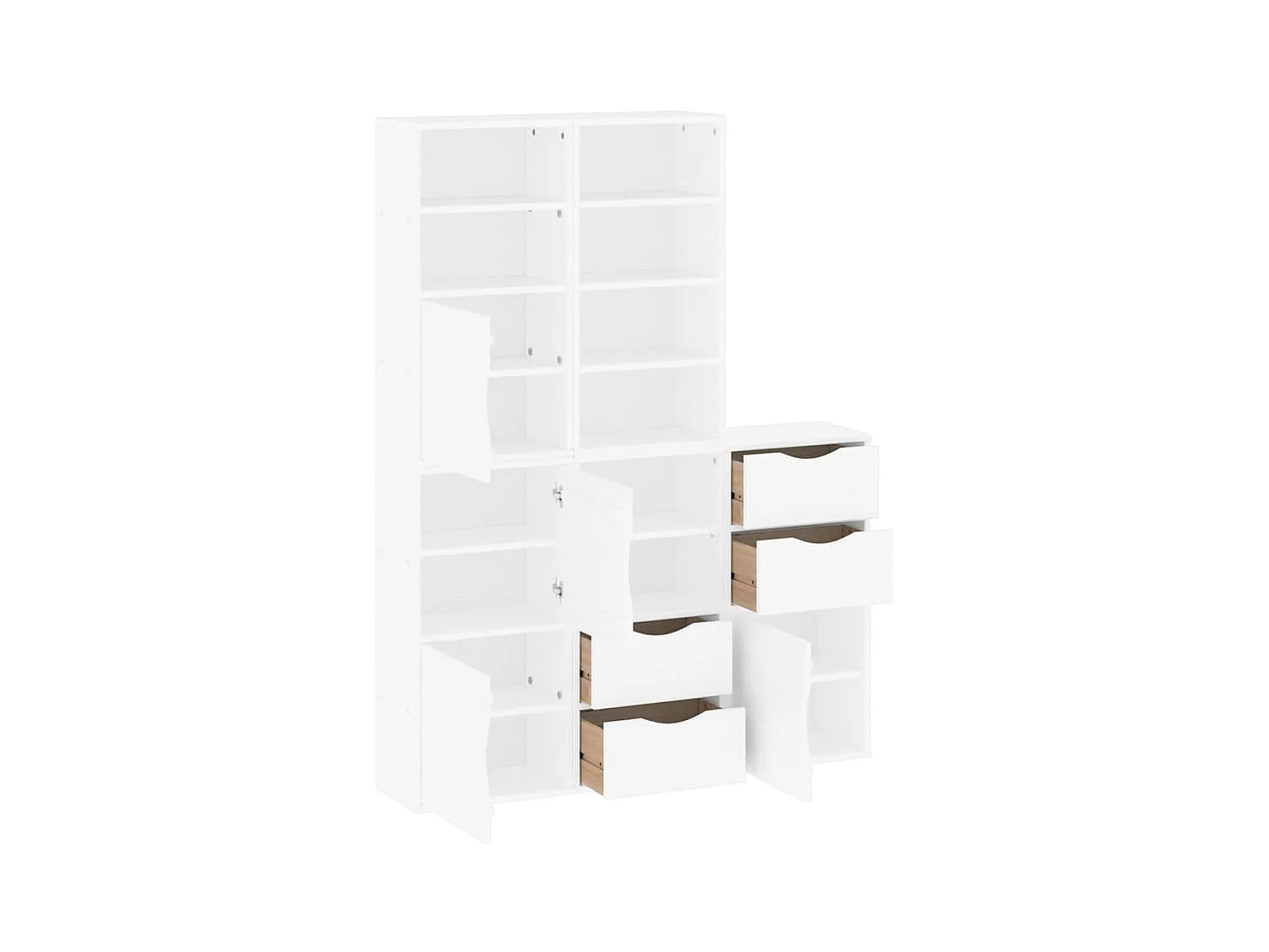 Armoires latérales 5 pcs ODDA blanc 40x24x79 cm bois massif pin