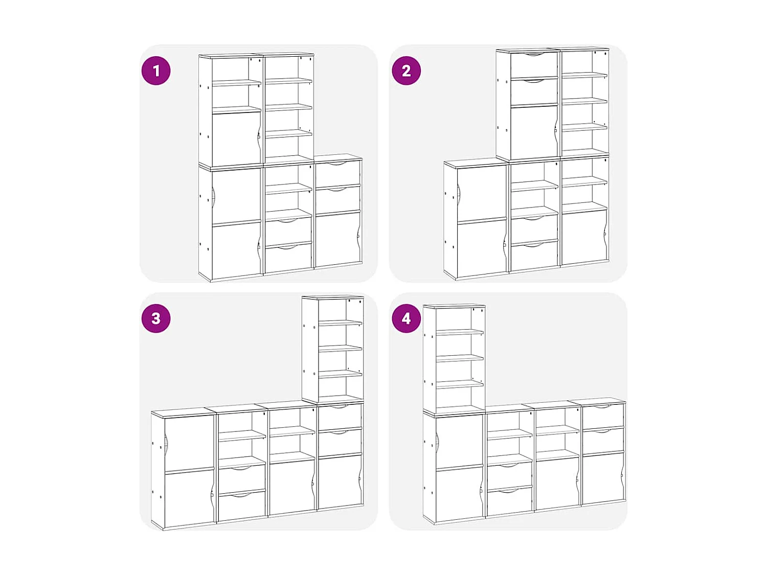 Armoires latérales 5 pcs ODDA blanc 40x24x79 cm bois massif pin