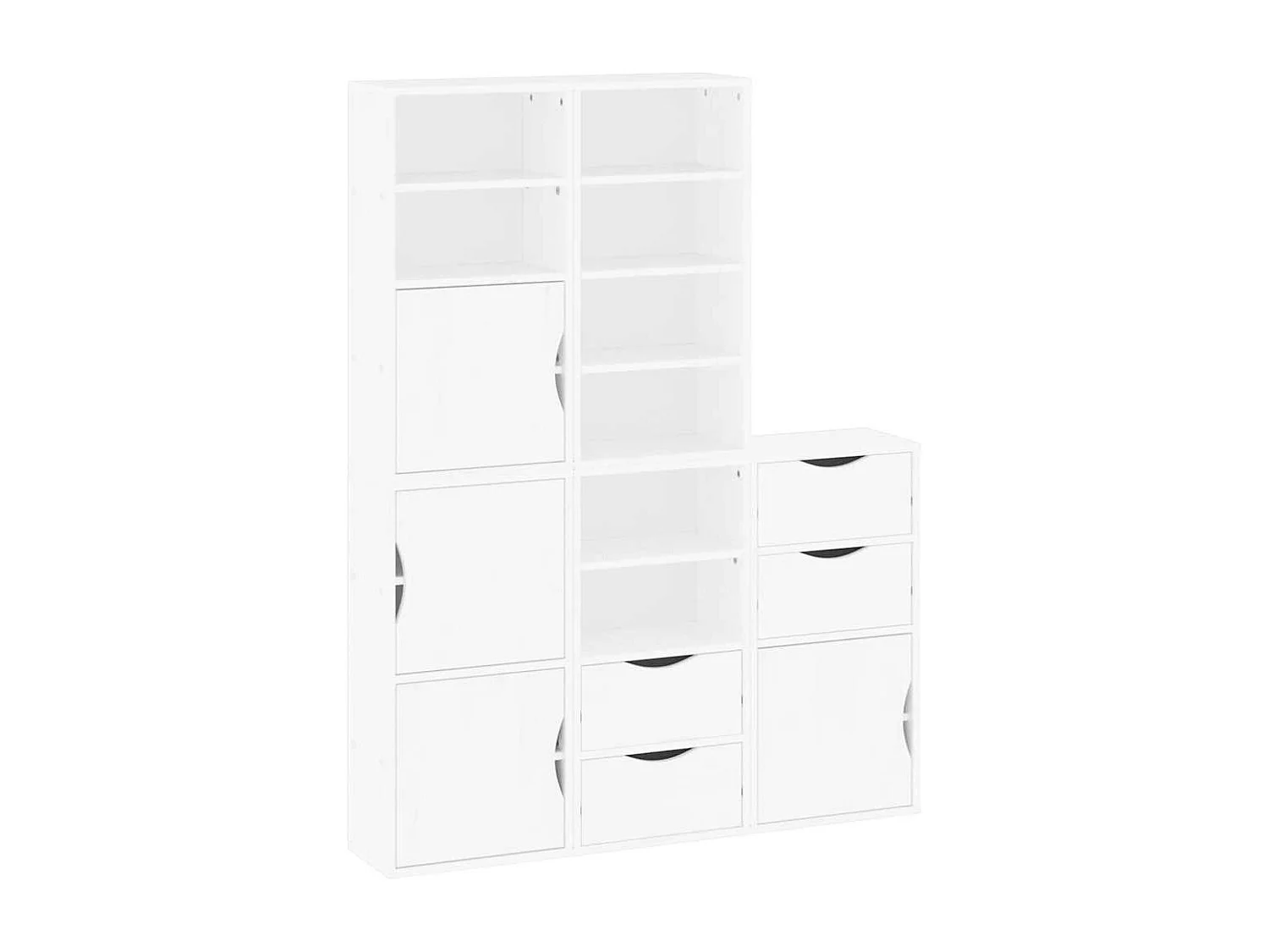 Armoires latérales 5 pcs ODDA blanc 40x24x79 cm bois massif pin