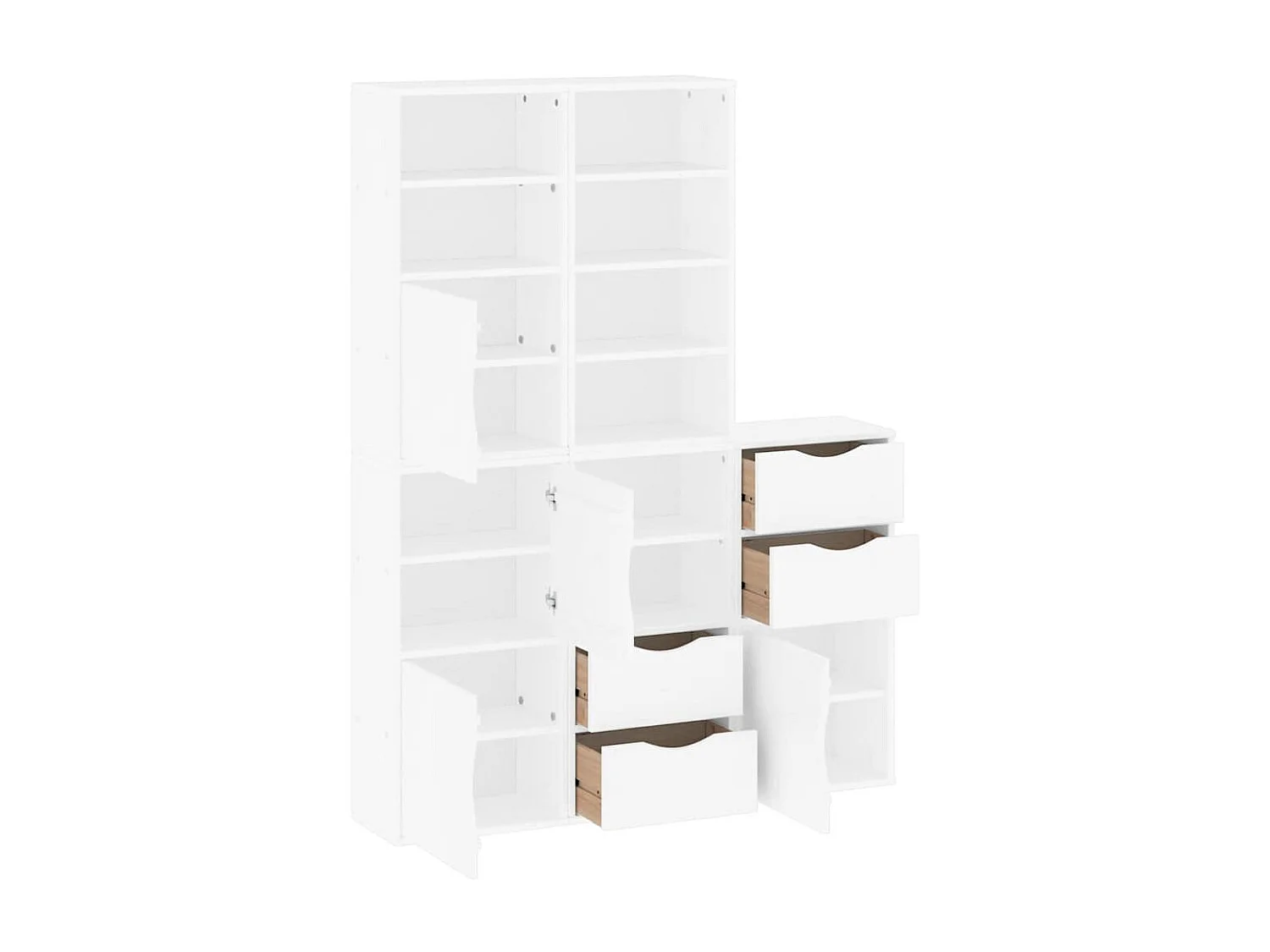 Armoires latérales 5 pcs ODDA blanc 40x24x79 cm bois massif pin