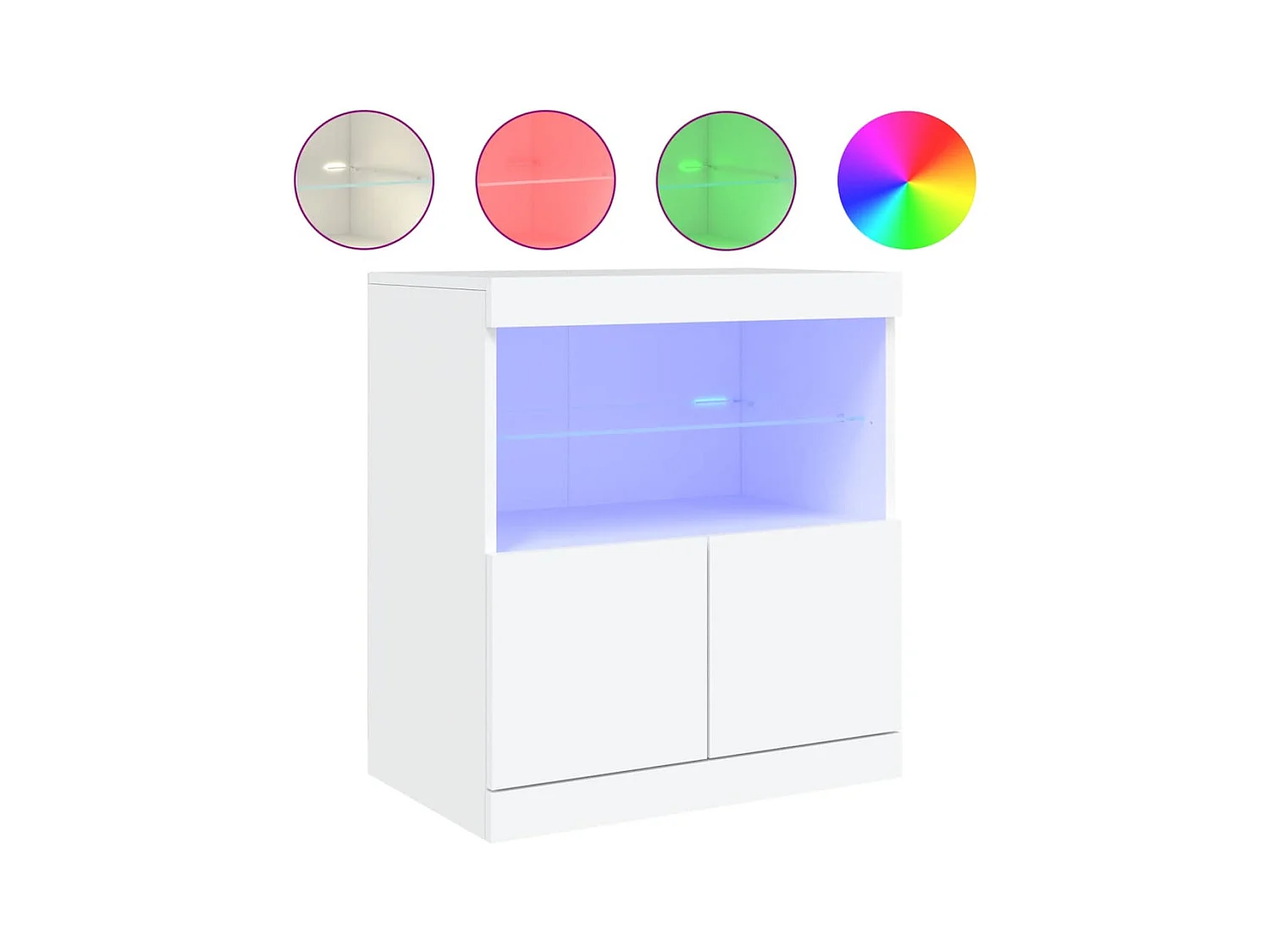 Buffet avec lumières LED blanc 60x37x67 cm