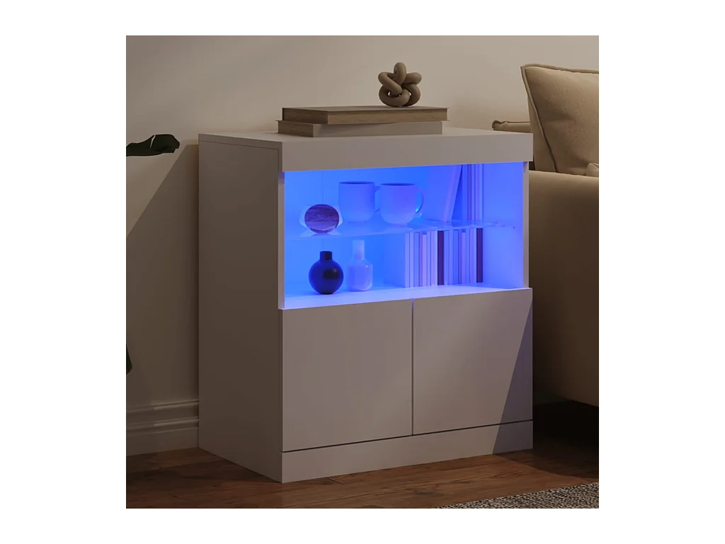 Buffet avec lumières LED blanc 60x37x67 cm