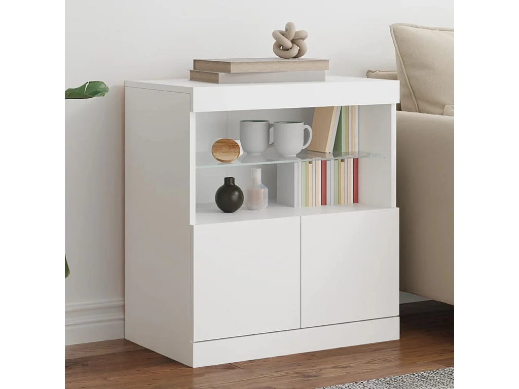 Credenza con luci LED bianche 60x37x67 cm