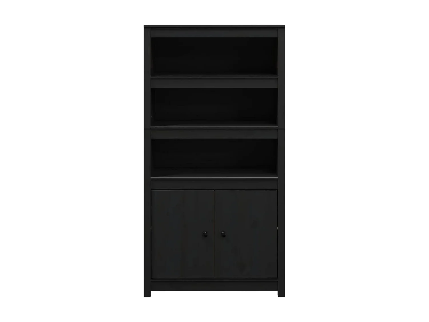 Buffet haut Noir 80x35x154 cm Bois massif de pin