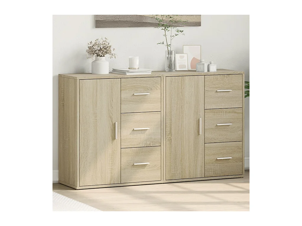 Buffets 2 pcs chêne sonoma 60x31x70 cm bois d'ingénierie