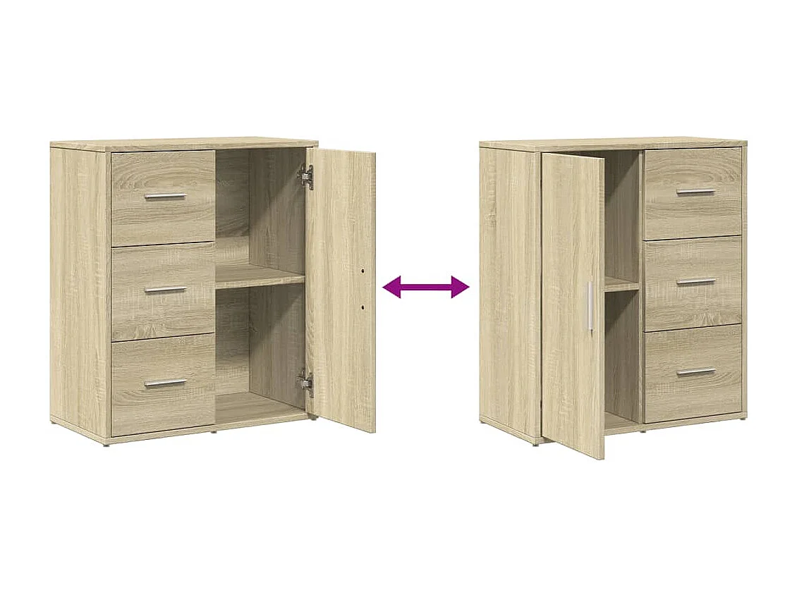 Credenze 2 pz rovere sonoma 60x31x70 cm in legno ingegnerizzato