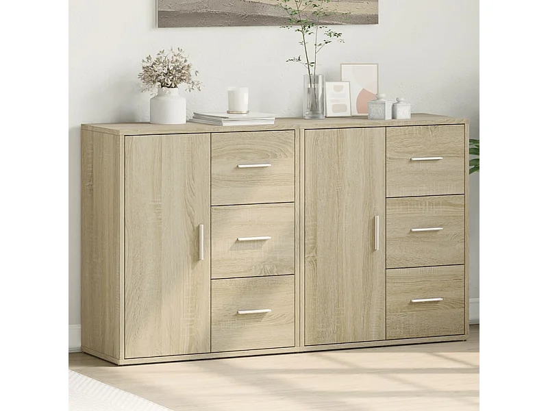 Credenze 2 pz rovere sonoma 60x31x70 cm in legno ingegnerizzato