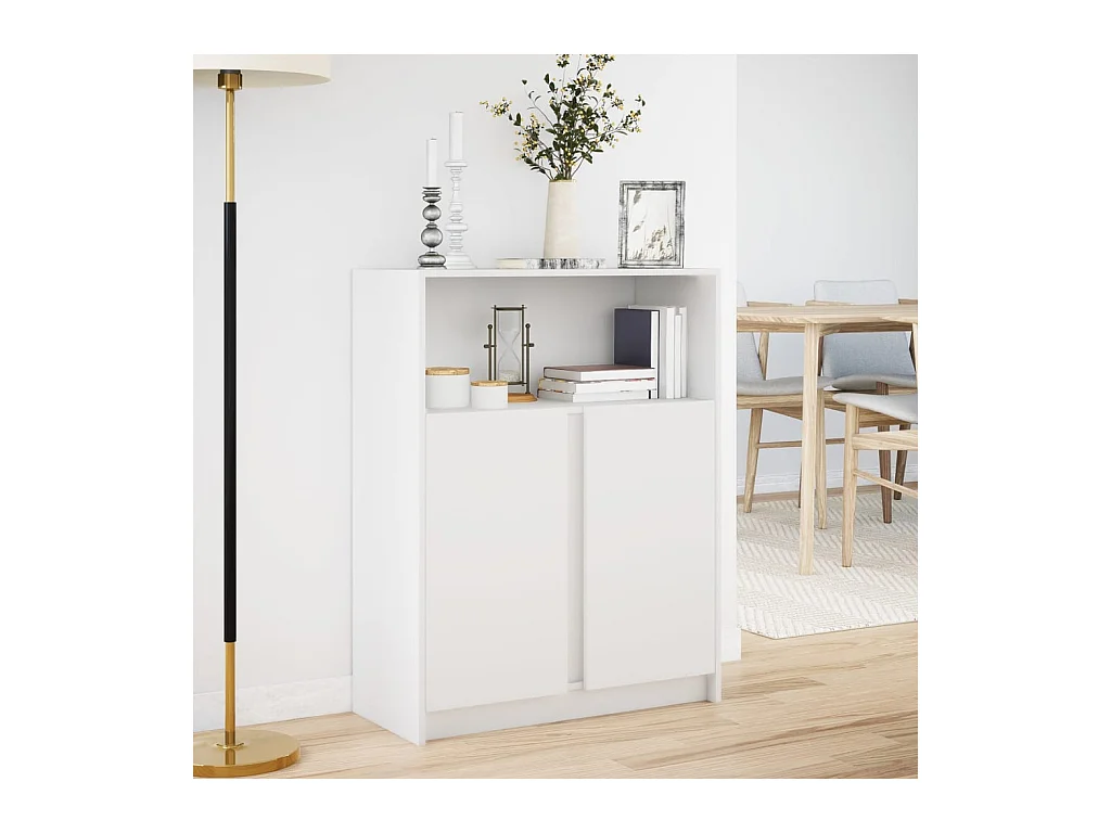 Buffet avec LED blanc 77x34x100 cm bois d'ingénierie