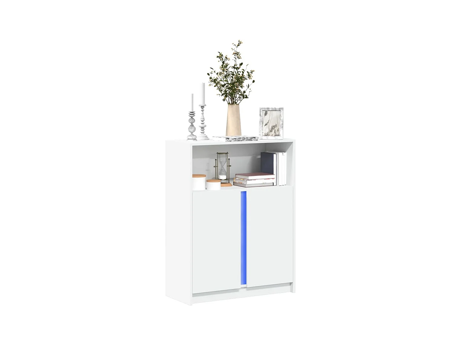Buffet avec LED blanc 77x34x100 cm bois d'ingénierie