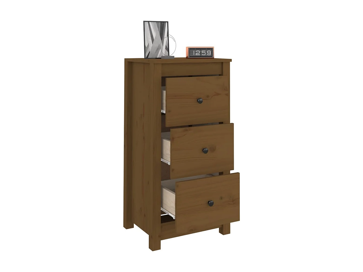 Buffets 2 pcs marron miel 40x35x80 cm bois massif de pin