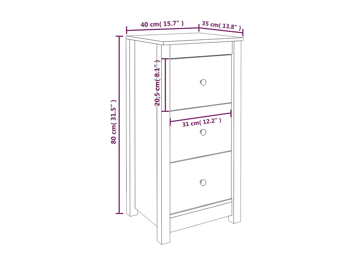 Buffets 2 pcs marron miel 40x35x80 cm bois massif de pin