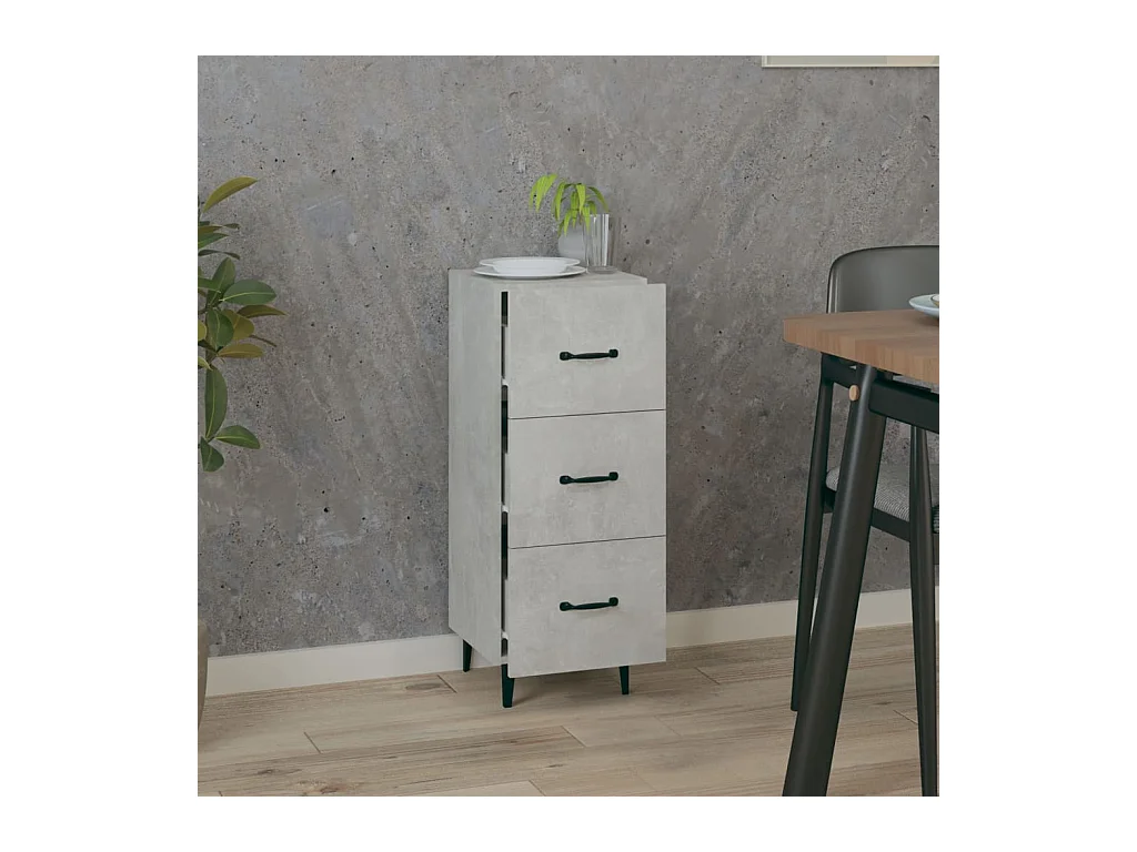 Buffet Gris béton 34,5x34x90 cm Bois d'ingénierie