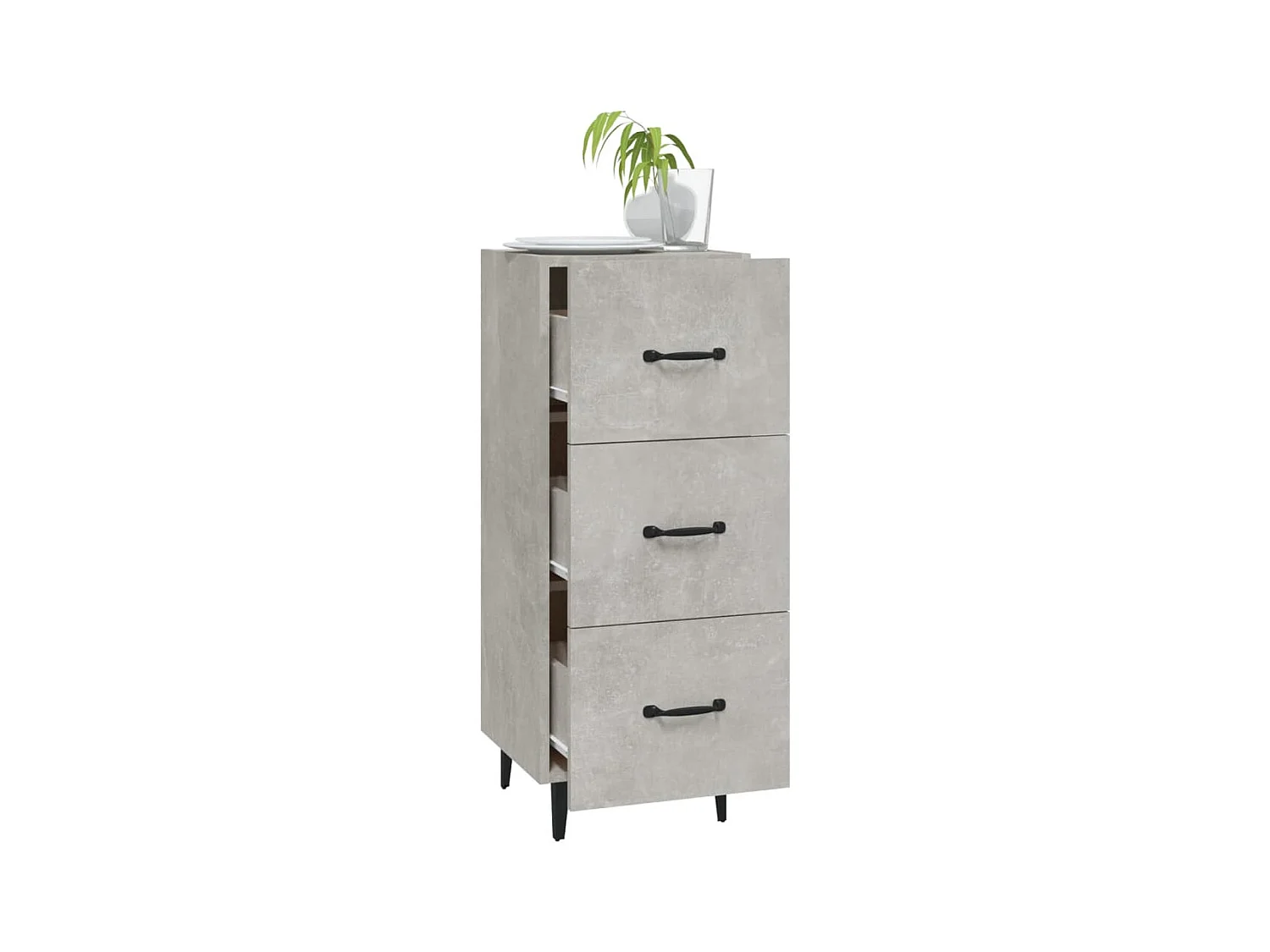 Buffet Gris béton 34,5x34x90 cm Bois d'ingénierie