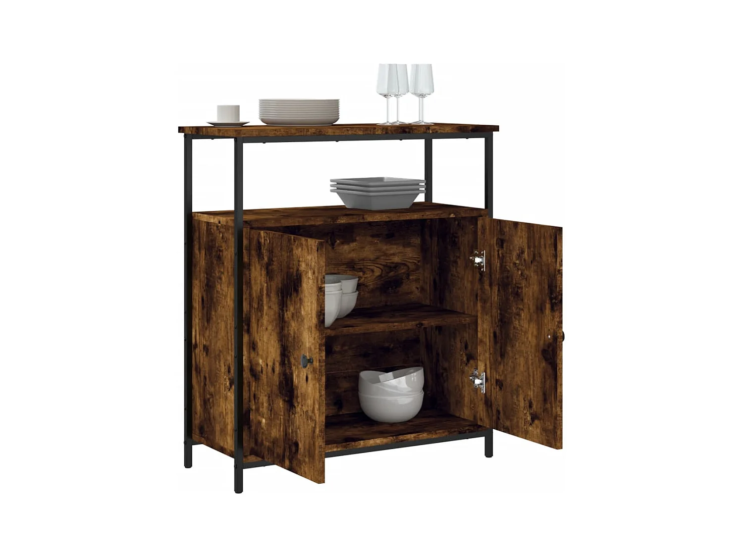 Sideboard aus geräucherter Eiche 70x30x80 cm Holzwerkstoff