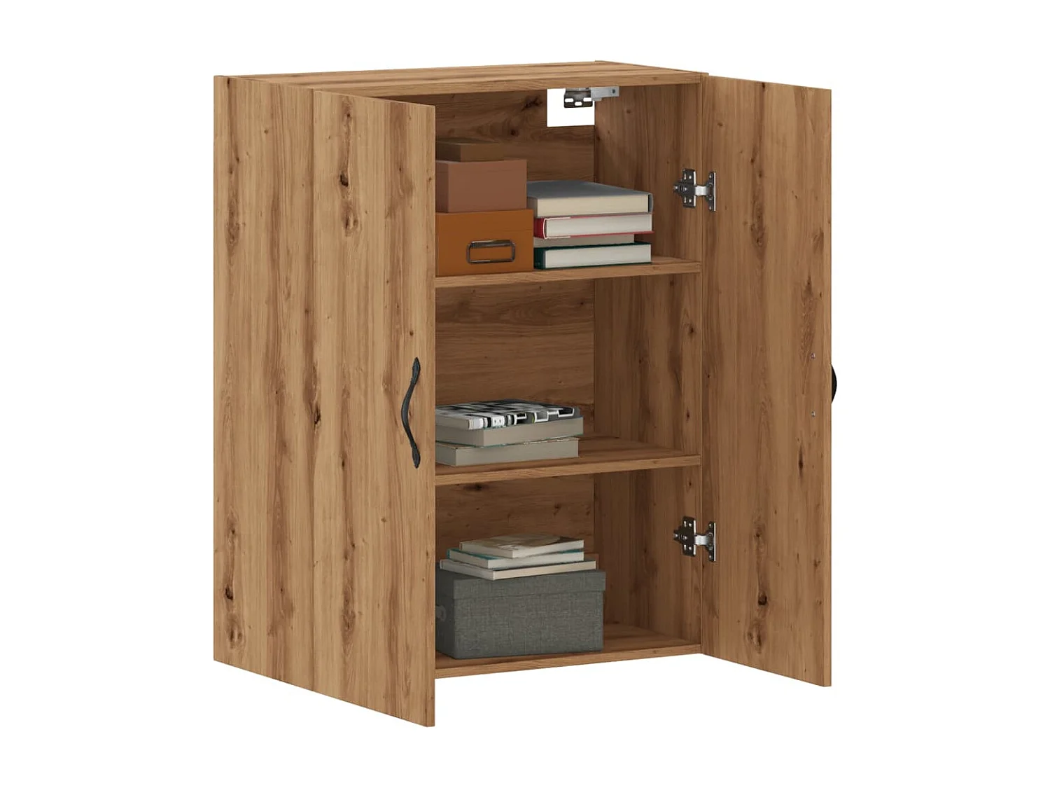 Handgemaakte eikenhouten wandkast 69,5x34x90 cm bewerkt hout