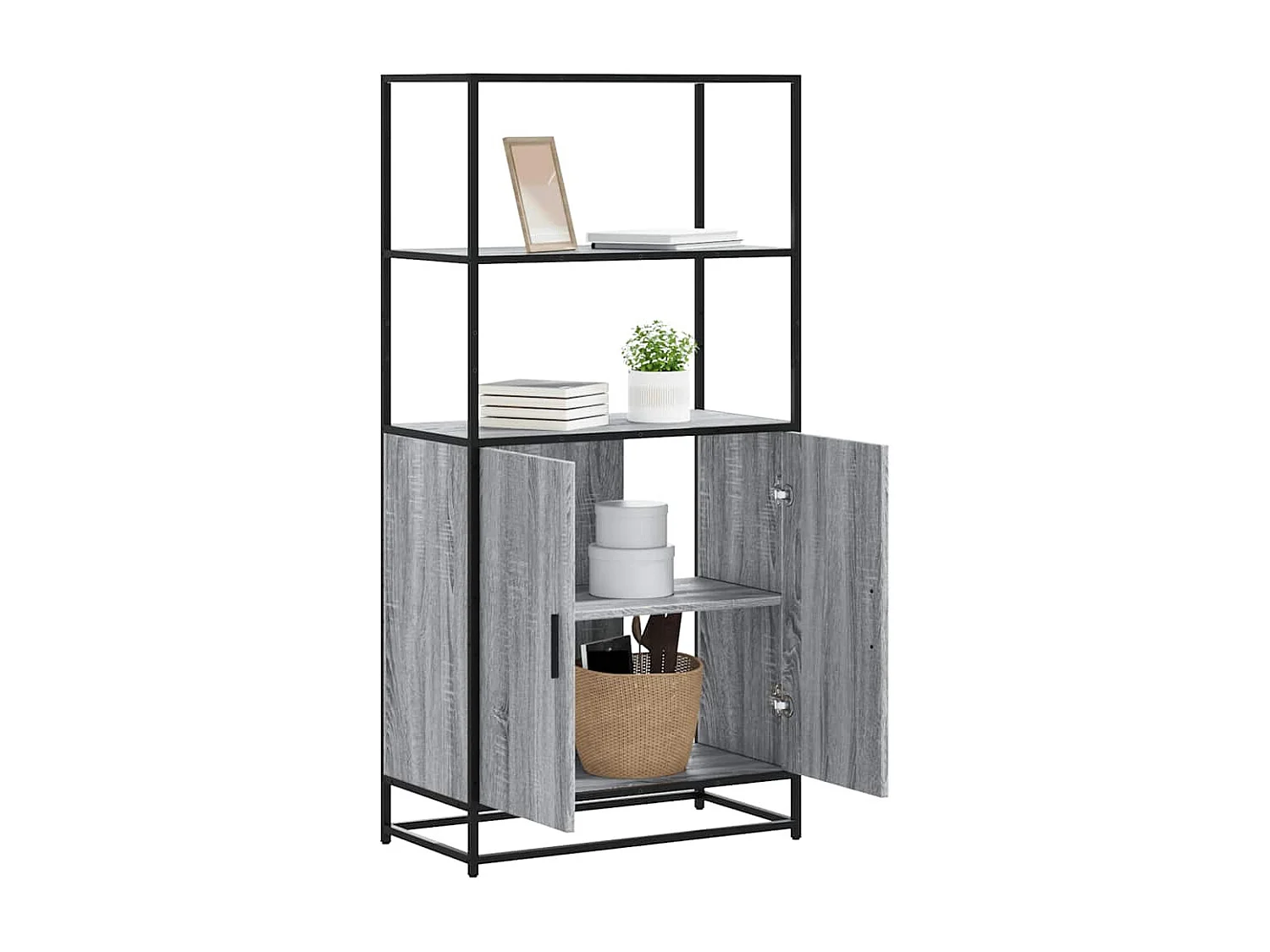 Buffet haut sonoma gris 68x35x139 cm bois d'ingénierie et métal