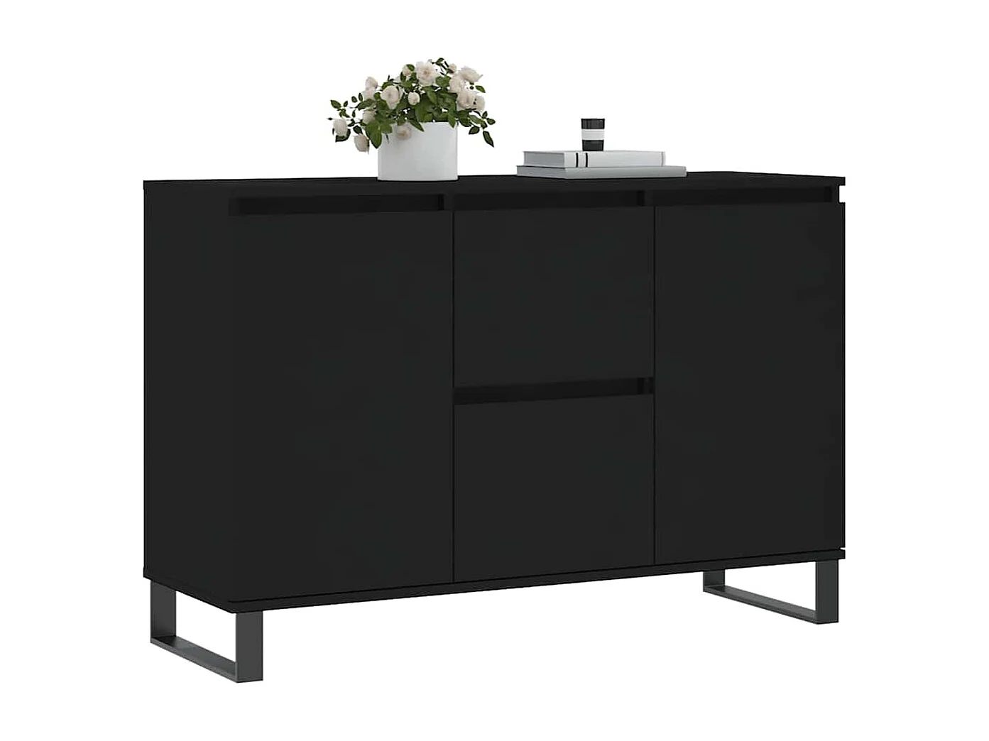Buffet noir 104x35x70 cm bois d’ingénierie