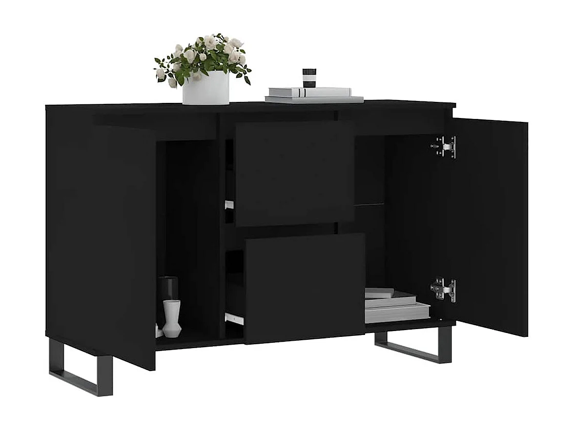 Buffet noir 104x35x70 cm bois d’ingénierie