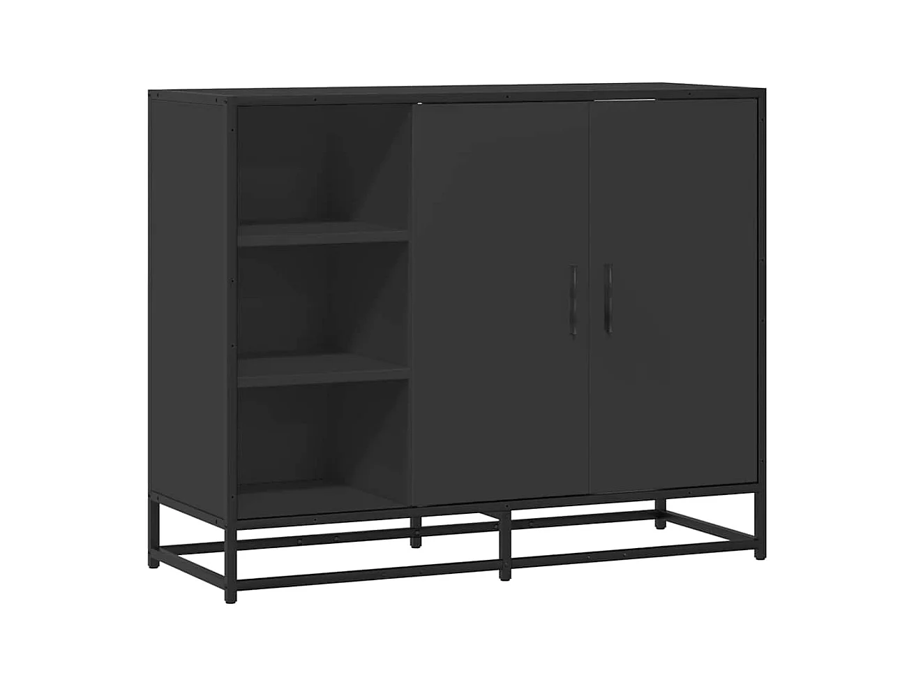 Buffet noir 92x35x76 cm bois d’ingénierie