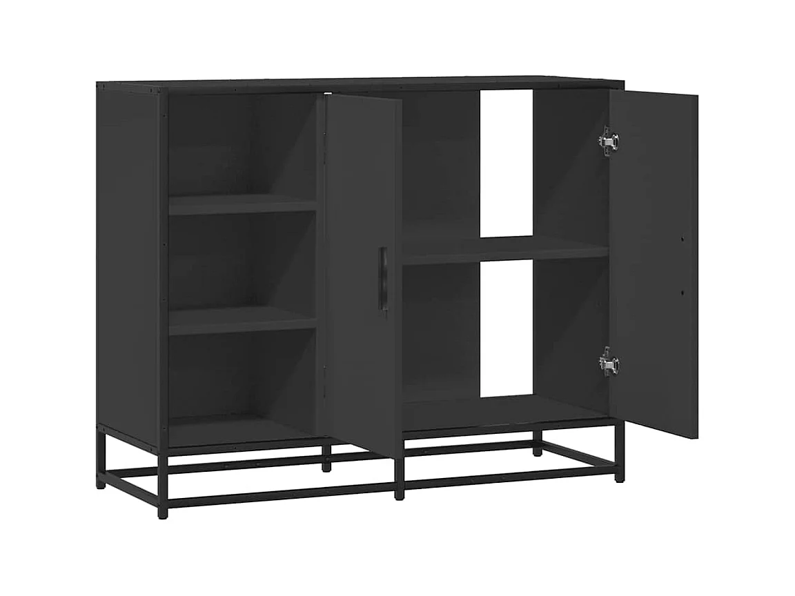 Buffet noir 92x35x76 cm bois d’ingénierie