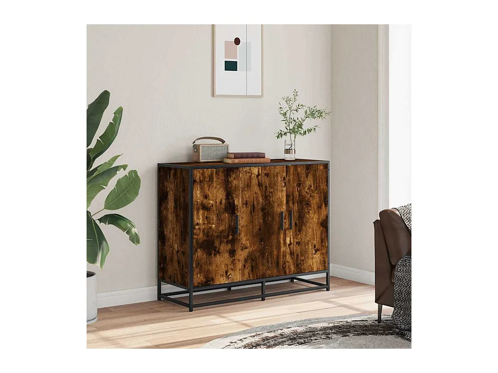 Gerookt eikenhouten dressoir 94x35x76 cm bewerkt hout