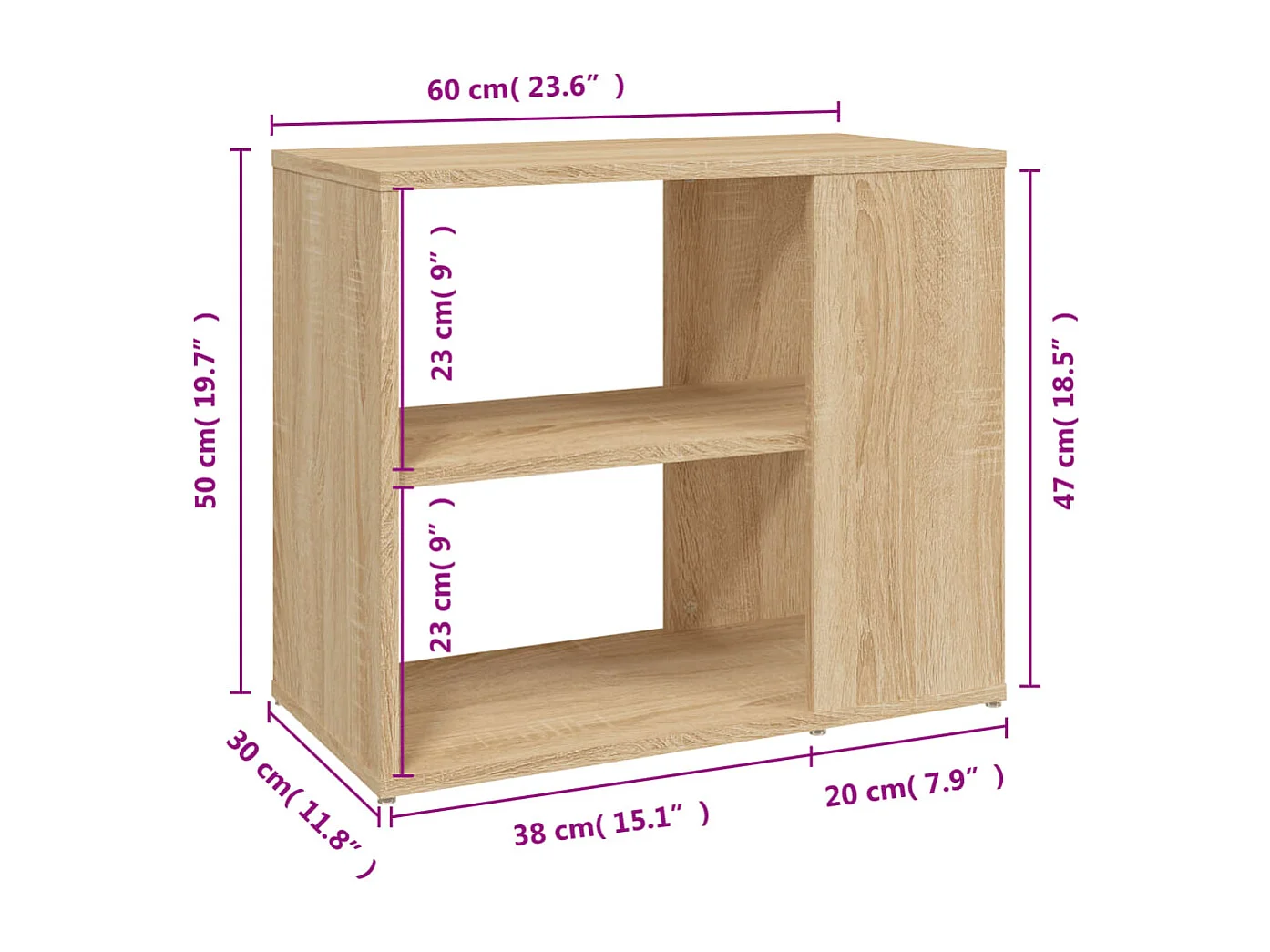 Zijkast Sonoma eiken 60x30x50 cm Technisch hout