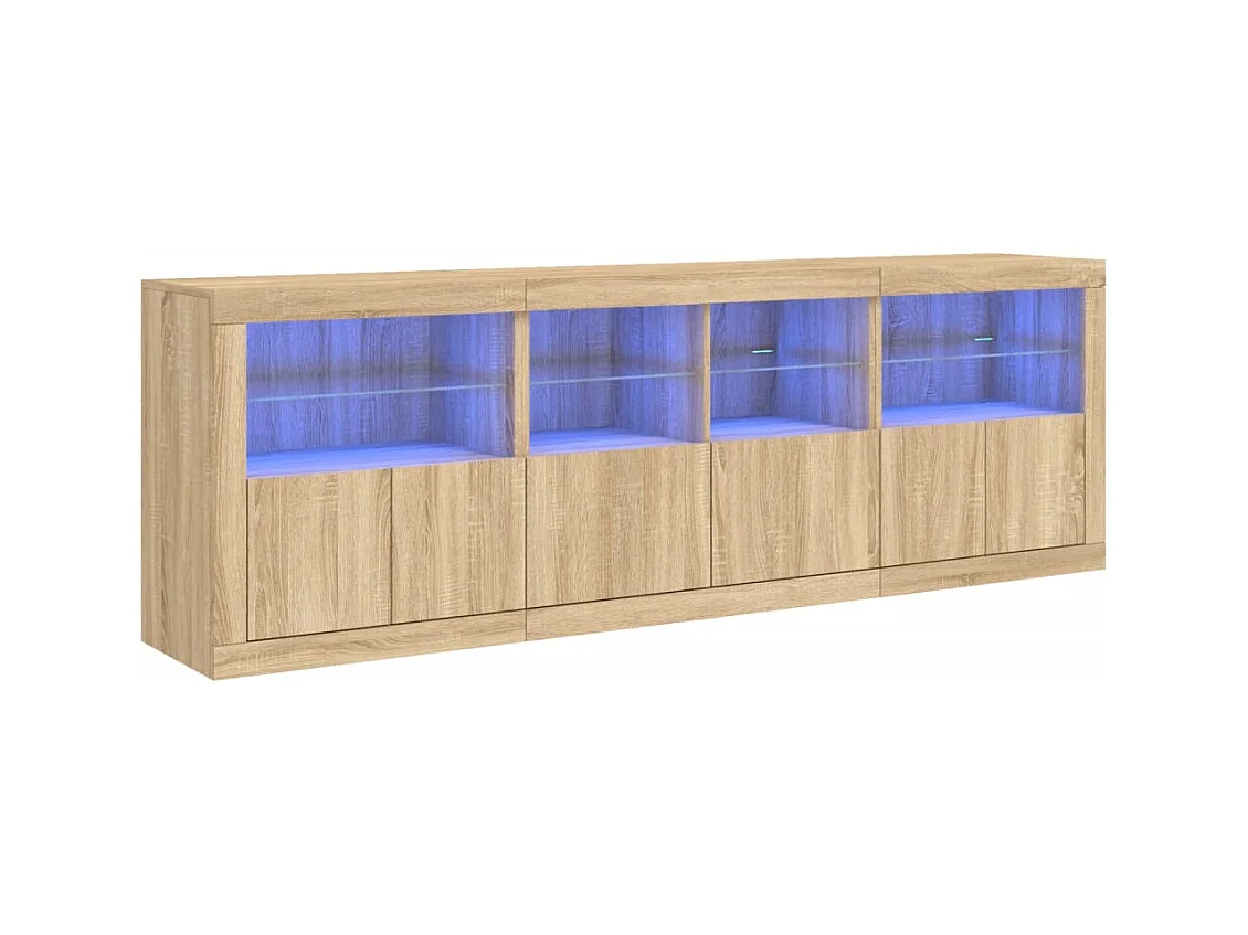 Dressoir met LED-verlichting Sonoma eiken 202x37x67 cm