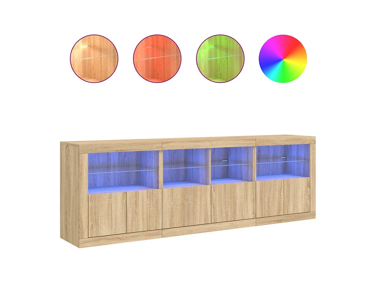 Dressoir met LED-verlichting Sonoma eiken 202x37x67 cm