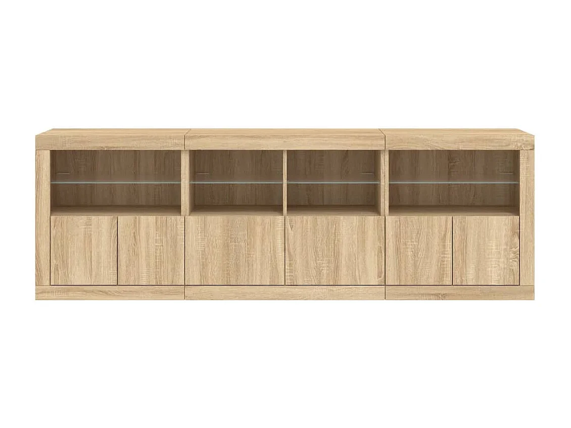 Dressoir met LED-verlichting Sonoma eiken 202x37x67 cm