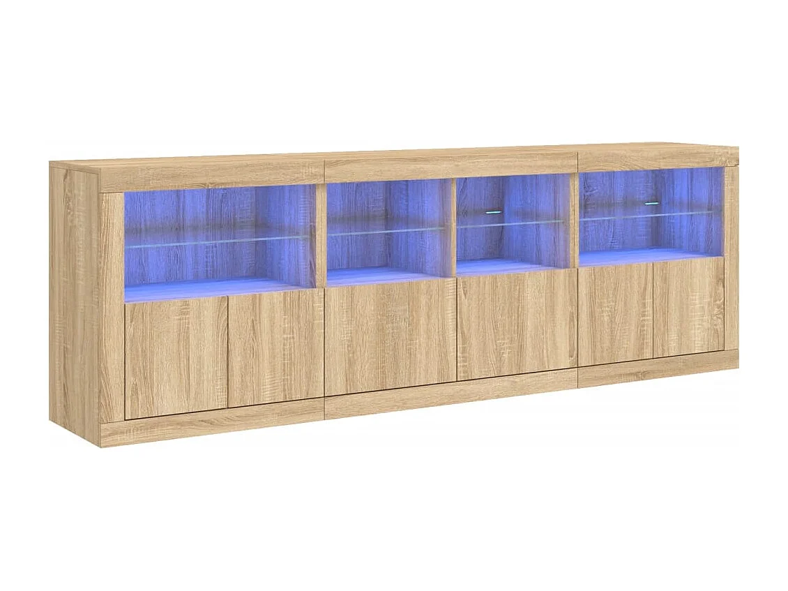 Buffet avec lumières LED chêne sonoma 202x37x67 cm