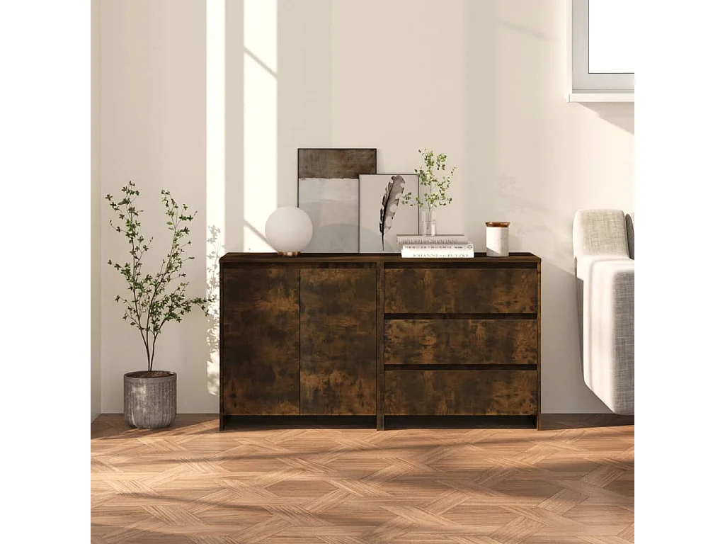 Buffets 2 pcs Chêne fumé Bois d'ingénierie