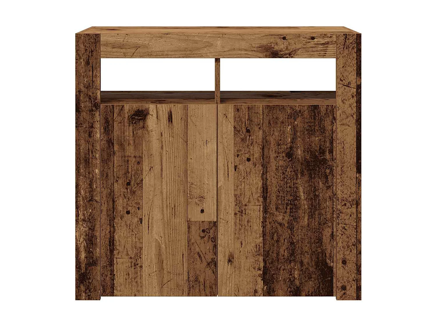 Buffet et lumières LED vieux bois 80x35x75 cm bois d'ingénierie