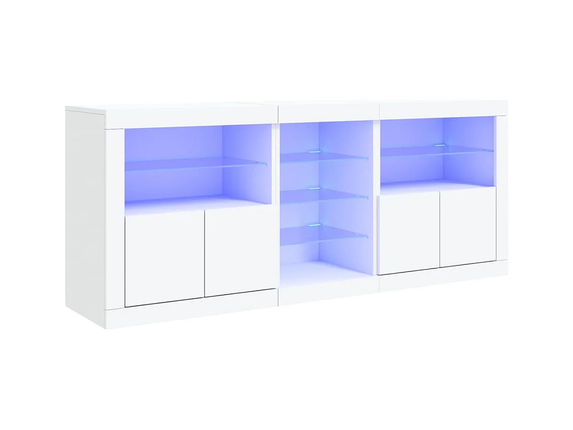 Buffet avec lumières LED blanc 162x37x67 cm