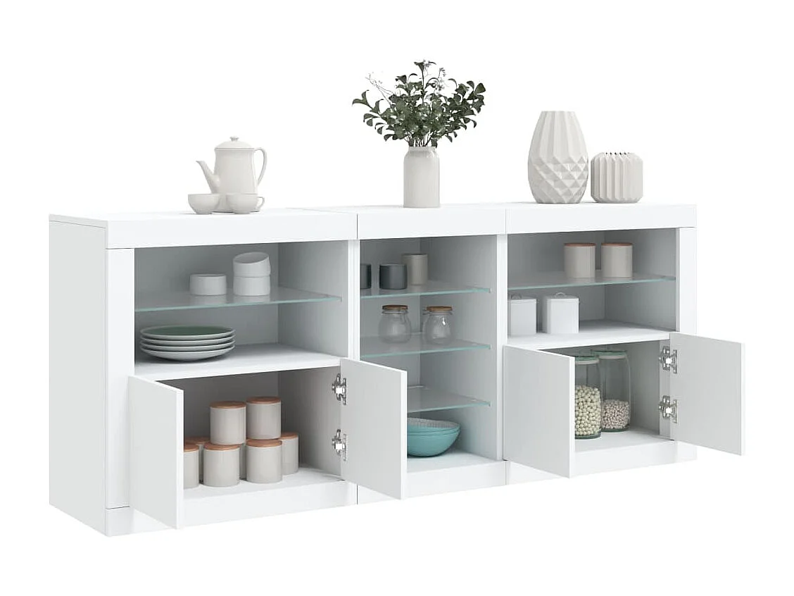 Credenza con luci LED bianche 162x37x67 cm