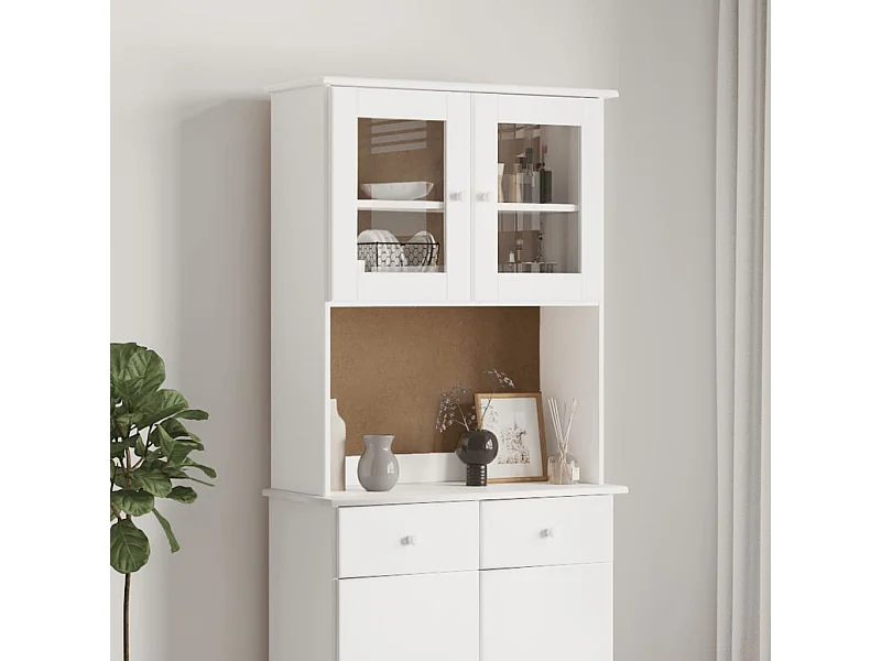 Cassettiera ALTA bianca 77x30x92 cm in legno massello di pino