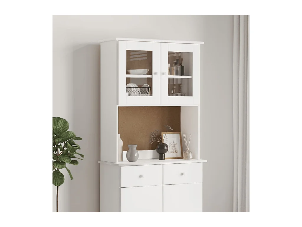 Cassettiera ALTA bianca 77x30x92 cm in legno massello di pino