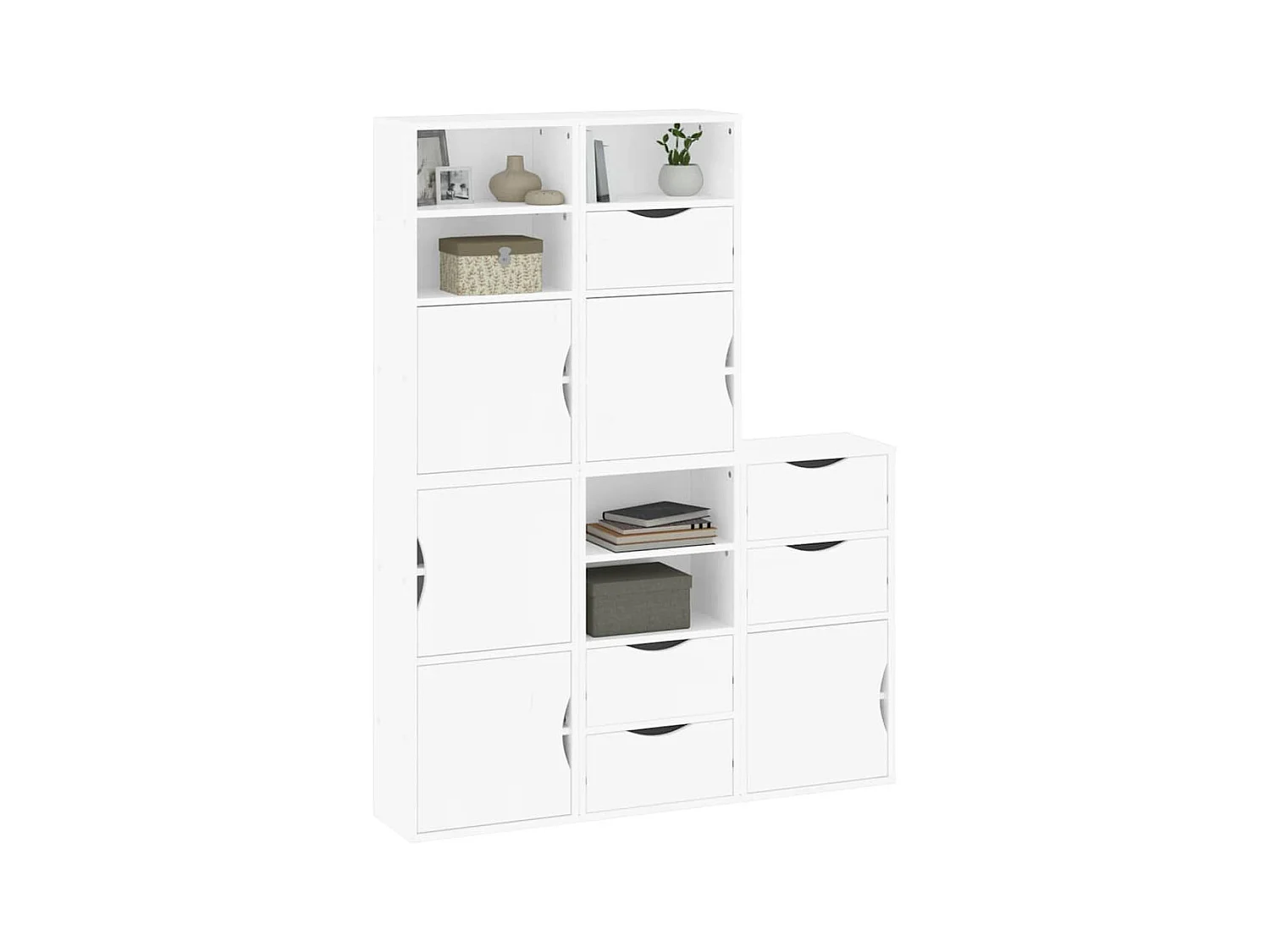 Armoires latérales 5 pcs ODDA blanc 40x24x79 cm bois massif pin