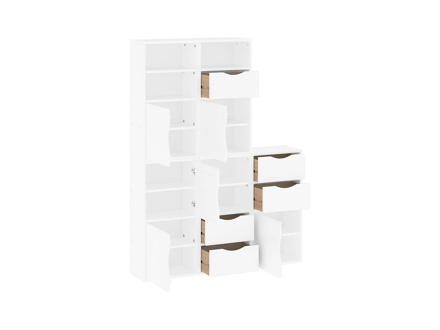 Armoires latérales 5 pcs ODDA blanc 40x24x79 cm bois massif pin