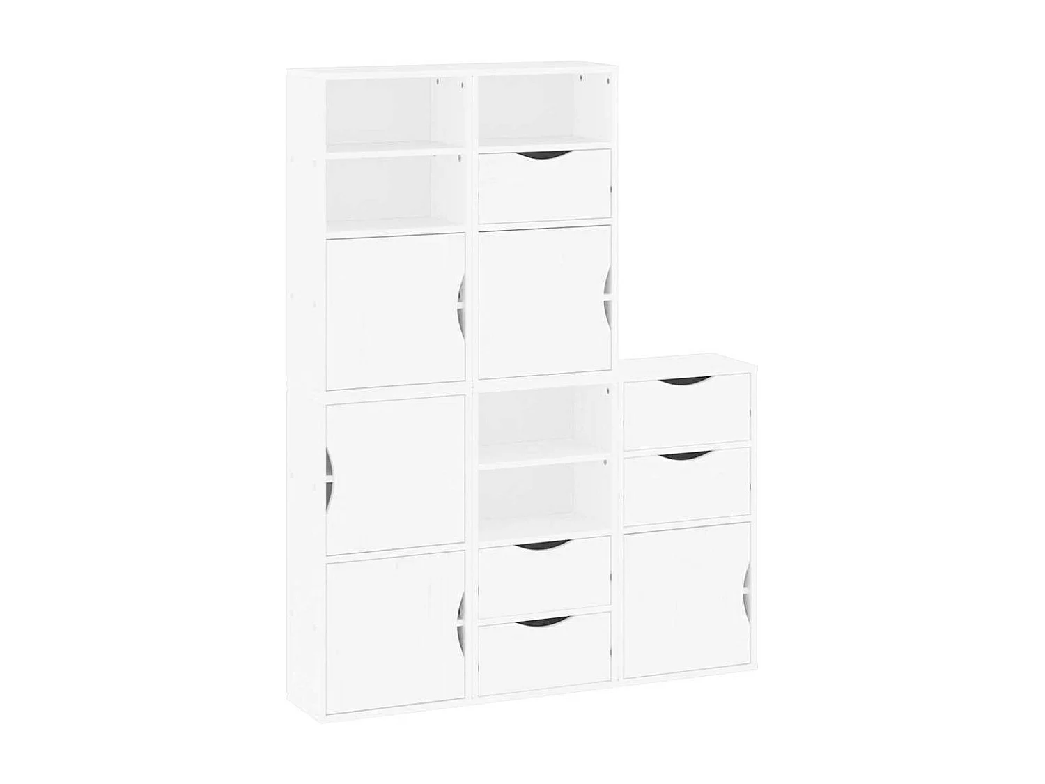 Armoires latérales 5 pcs ODDA blanc 40x24x79 cm bois massif pin