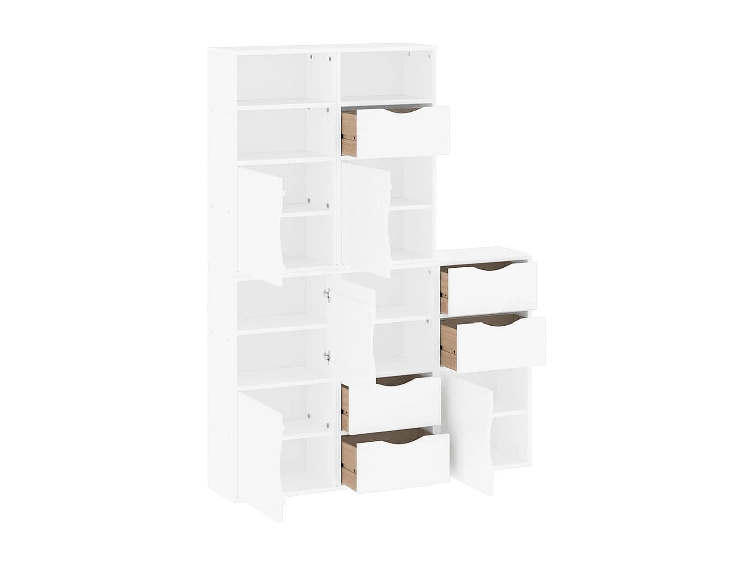 Armoires latérales 5 pcs ODDA blanc 40x24x79 cm bois massif pin